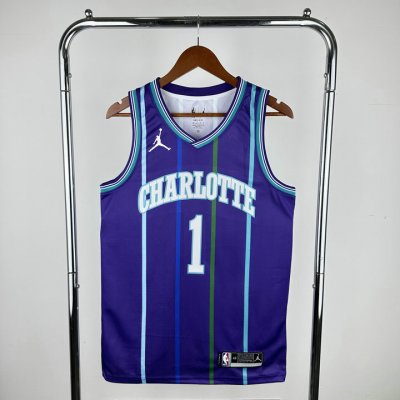 Maillot de Basket #1 Ball Charlotte Hornets 2020 Vintage Violet Imprimé